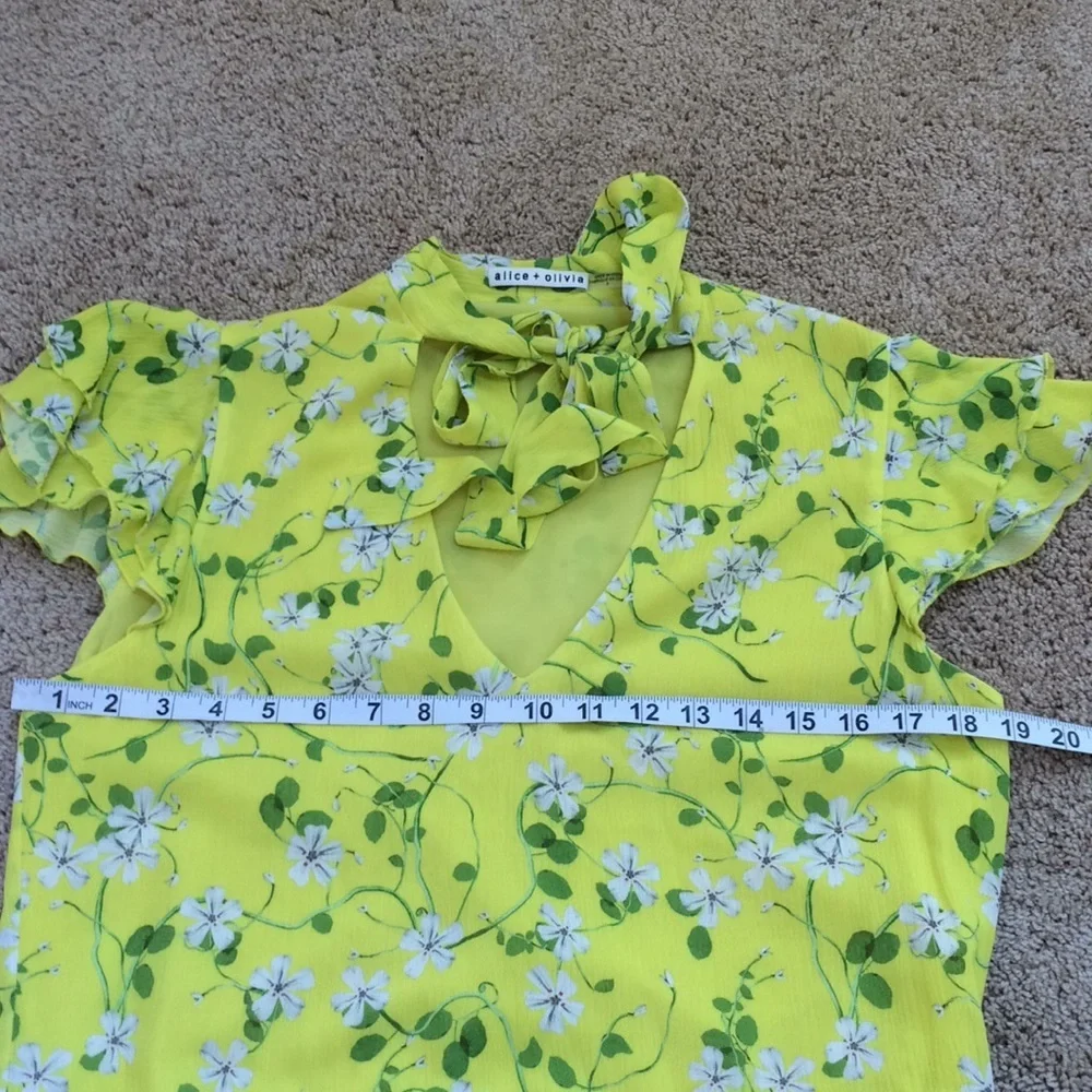 ALICE & OLIVIA Size 6 yellow floral layered dress - Picture 7 of 10